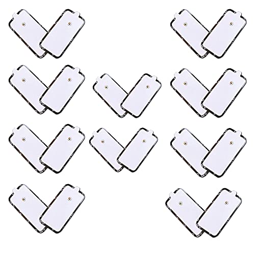 TENS Unit Pads Large Rectangular Electrode Patches 2 x 4 inches with Reusable Self-Adhesive Replacement Massage Pads Latex Free, Standard Connection Snap on 3.5mm Cable for Electrotherapy