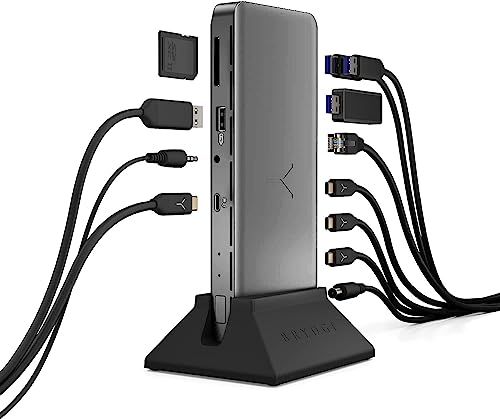 Brydge Stone Pro TB4 Thunderbolt 4 Docking Station-12 Ports, 90 Watts Charging, Dual 4K Monitors or Single 8K Output, 40GB/s Transfer Speed Windows 10 & 11, macOS 11.0 & ChromeOS Compatible, Charcoal