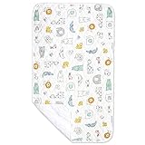 un doudou 防水 汗取り ベビー 敷きパッド 1枚2役 70×120cm 北欧アニマル オーガニックコットン 綿100% キルト パイル地 四隅ゴム付き 3171-E
