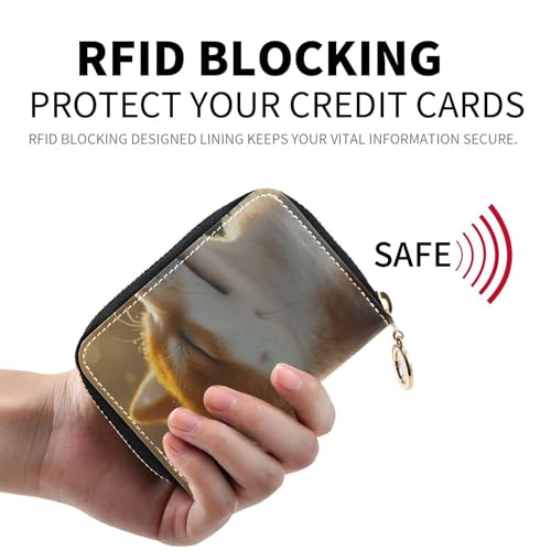Small Womens Wallet Credit Card Wallets RFID Blocking Leather Zipper Wallet with Coin Pouch Happy Shiba Inu Snowy Art2