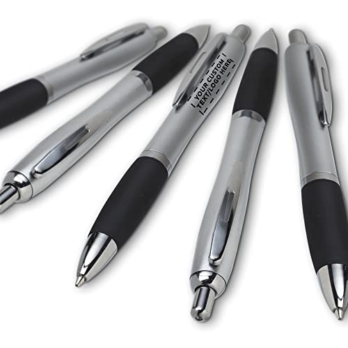 DISCOUNT PROMOS Personalized Ballpoint Pens With Rubber Grip, 50 pack Customizable Ergonomic Click-to-Write Custom Writing Pens for School with Black Ink, Black