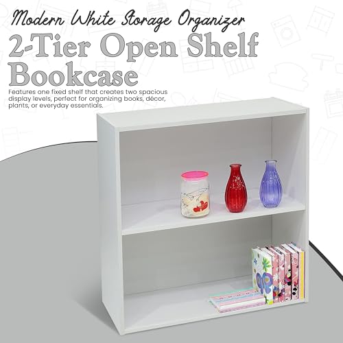 KB Designs - Wood Bookcase Storage Organizer – 2 Tier Shelf Wood Shelf for Books & Decor, Compact Shelf Storage Organizer for Bedroom, Kids Room & Home Office by KB Designs - Image 8
