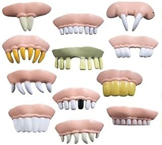 Halloween Fun Fake Teeth Rotten Dentures Set of 12 Creepy Dentures