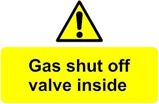 Gas shut off valve inside safety sign - Self adhesive sticker (200mm x 150mm)