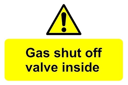Gas shut off valve inside safety sign - Self adhesive sticker (200mm x 150mm)