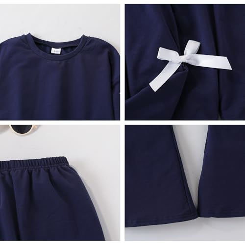 Image of Girls 2 Piece Outfits Long Sleeve Butterfly Sweatshirt & Flared Pants Fall Clothing Set Size 7-12 Years