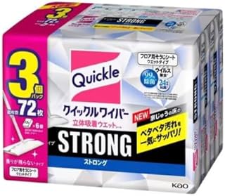 クイックルワイパー ストロング 立体吸着 ウエットシート 24枚 × 3袋 香りが残らないタイプ