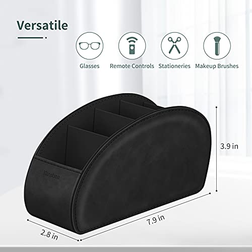 Image of Remote Control Holder with 5 Compartments, KENOBEE Anti-slip Desktop Caddy Storage Organizer for Remote Controllers, Office Supplies, Makeup Brush, Media Accessories, Black