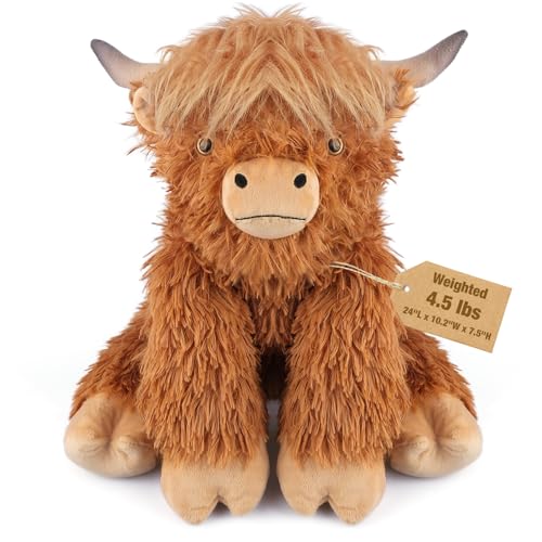 61 cm & 2 kg Highland Cow Weighted Stuffed Animal, Adjustable...