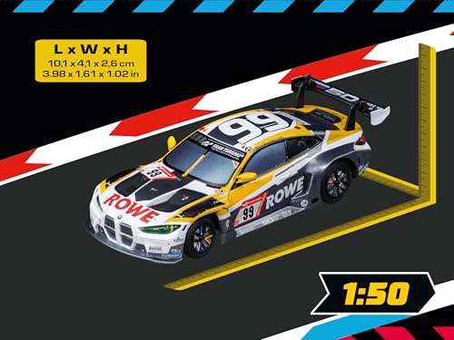 Carrera Hybrid Racing Car BMW M4 GT3 ROWE Racing, No.99 1:50 Scale Front and Rear Lights USB-C Rechargeable RC Additional Vehicle