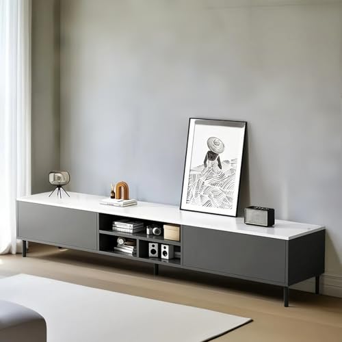 El Mejor Listado de Centro de Tv Top 5. 45 Owii 55'' Mueble para TV,Centro de Entretenimiento para TV Moderno con Doble Puerta,Minimalista Mesa para Sala de Estar 140×30×46cm