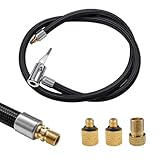 Deaelf Car Tire Inflator Hose Adapter, Air Compressor Extension Tube with Lock-On Air Chuck & Converting Nuts, Quick-Inflation Connector for Car, Motorcycle, Bicycle Tire Pump (Black)