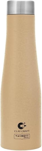 Clay Craft Vacbott Petra Single Walled Non Insulated Water Bottle, 1000 ml - 1 Piece (Beige) Steel Water Bottles for Schoo...