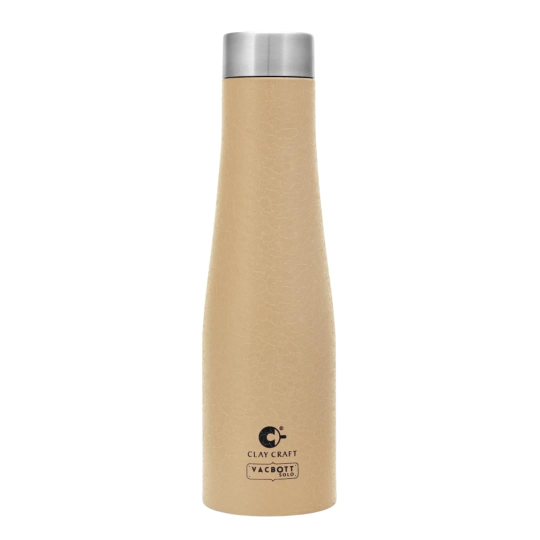 Clay Craft Vacbott Petra Single Walled Non Insulated Water Bottle, 1000 ml - 1 Piece (Beige) Steel Water Bottles for Schoo...
