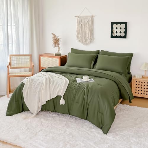 FMLIUY King Size Comforter Set Olive Green French Countury Comforter