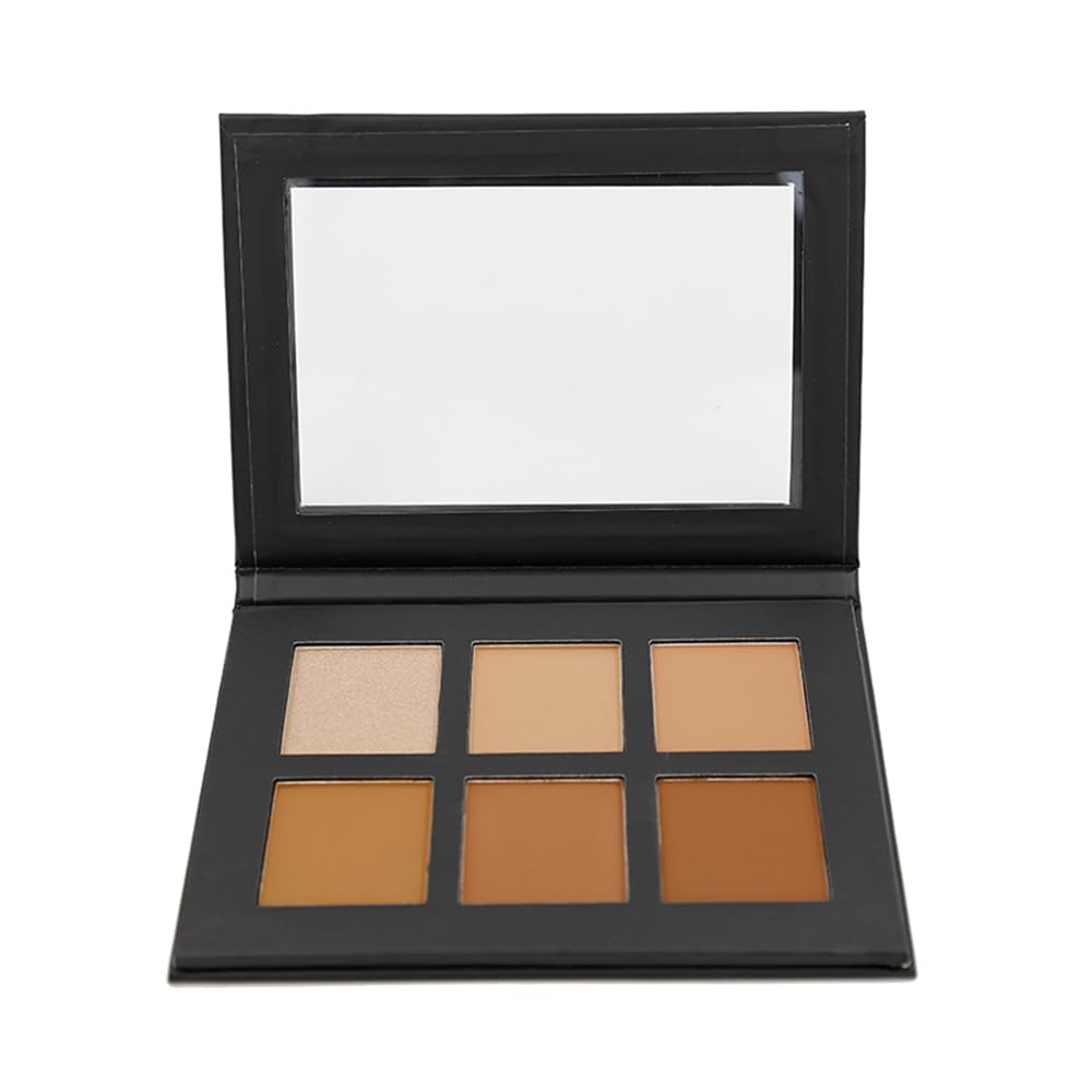 6 Color Contour Powder Kit Foundation Palette Contouring Makeup Kit Highlight Dramatically Sculpt Enhance Features (Deep)