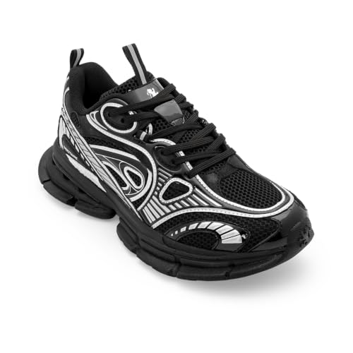 Image of Red Tape Women's Sneakers Grey Black Mesh Pu Round Toe Lace-Up