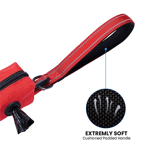 EXCELLENT ELITE SPANKER Reflective Nylon Dog Training Leash Strong Durable Dog Leash 5 Feet Long 1" Wide with Poop Bag Holder for Small and Medium Dog(Red) - Image 4