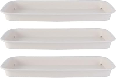 ERINGOGO 14 inch Rectangular Plant Saucers, 3 Pack Flower Pot Drip Tray Thicker Plastic Planter Pot Saucers, Garden Planter Pot Holder for Indoor Outdoor, NO Holes, White