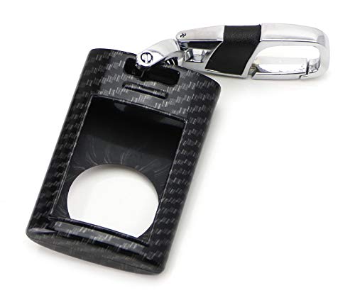 Ijdmtoy Glossy Black Carbon Fiber Finish Exact Fit Key Fob Shell Cover W/Keychain Compatible With Cadillac Ats Cts Dts Xts Srx Sts Escalade Or Chevrolet C7 Corvette, Etc #TOP3