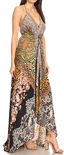Image of Sakkas Lizi Womens Maxi High-Low Halter Handkerchief Long Dress Beach Party