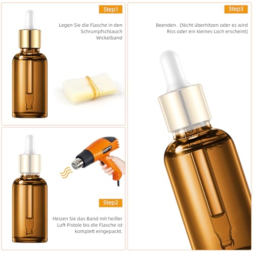 600 Stück Transparente PVC-Schrumpffolie,4,4 x 3 cm PVC Schrumpffolie,Kunststoff perforierte Schrumpffolie,für Gläser und Flüssigkeitsflaschen Flaschenverschluss