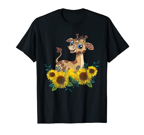 Sunshine Africa Cute Zoológico Animal Niños Regalo Giraffe Girasol Camiseta