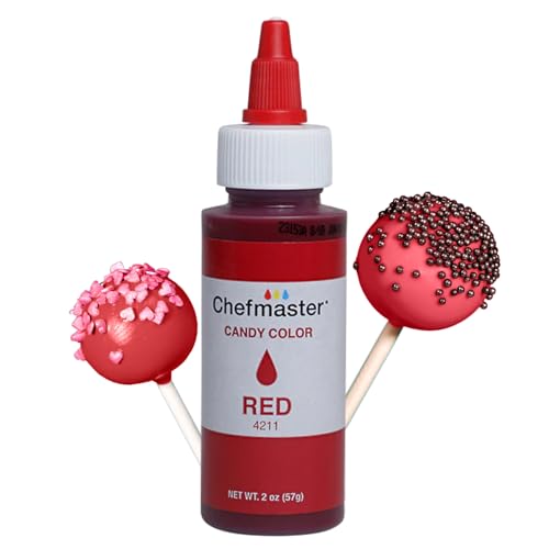Chefmaster Red Candy Color | True-Tone Shades | Oil-Based | Professional-Grade Dye | Chocolate, Strawberries, Cake Pops | Decorating | 2 oz