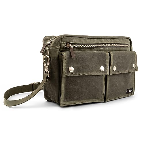 Kolo Chelsea Multi-Pocketed Shoulder Bag, Organic Wax Cotton Canvas, Large