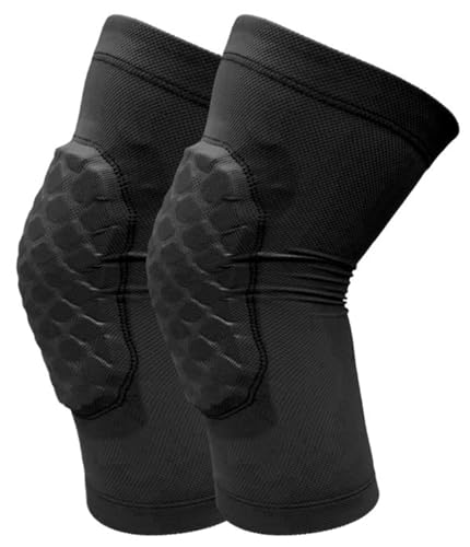 Basketball Knee Pads for Kids Volleyball Knee Pads, Honeycomb Basketball Sleeves Baseball Sleeves Youth Boys & Girls, Knee Savers for Catchers Youth Wrestling Soccer Football Volleyball Roller Skating (Black, Large)