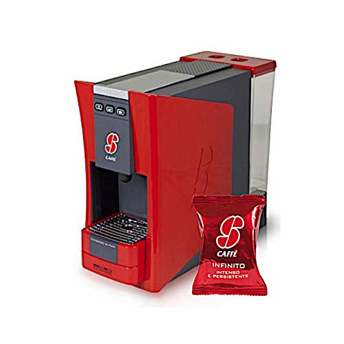 Generico Máquina de café S.12 ESSSE CAFÉ ROJA + 100 CÁPSULAS GUSTO INFINITO