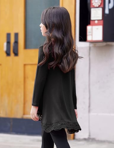 Image of Arshiner Girls Tunic Tops Casual Basic Loose Soft Swing Pullover Long Blouse T-Shirt Tee