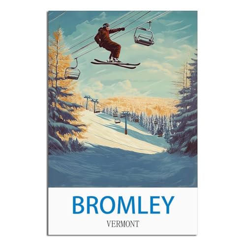 Poster de voyage vintage Bromley Vermont impression artistique murale 50x75cm