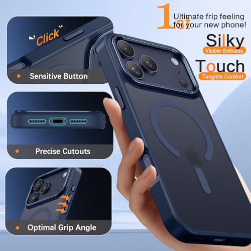 Image of YINLAI for iPhone 17 Pro Max Case 6.9-inch,Magnetic Compatible with MagSafe, Slim Matte Anti-Fingerprint, Shockproof Full Body Military Grade Protection for iPhone 17 Pro Max Cover, Deep Blue