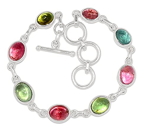 Natural Pink, Green Tourmaline 925 Solid...