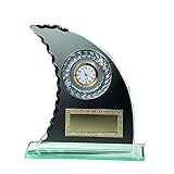 Höhe der Uhr: 20cm RaRu Jade-Glasuhr (Segel) mit Ihrem Wunschtext graviert