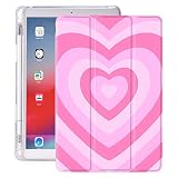 Idocolors Pink Love Heart Pad Case Anti-Scratch Shockproof with Pencil Holder Trifold Stand Case for