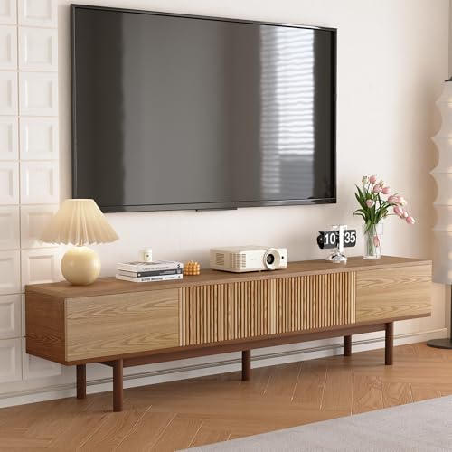 NessCarsti 88" Fully Assembled TV Stand, Solid Wood TV Console for 75+ TVs