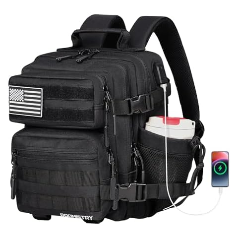 Boomistry 15L Mini Tactical Backpack Small Tactical Backpack for Men and Women, Military Backpack for Gym, Hiking, Daily (Black-15L) Cover