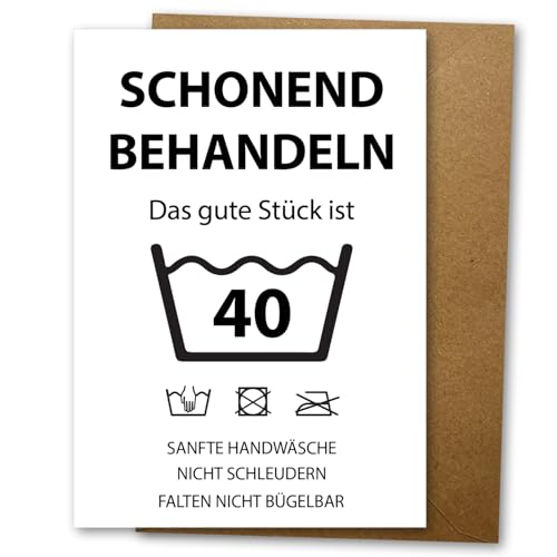 LIEBEVON Geburtstagskarte 40. Geburtstag Karte - Schonend Behandeln - Grußkarte mit Umschlag A6