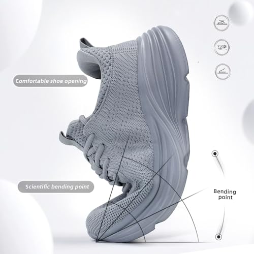 Image of WJA Men's Non Slip Walking Shoes Lightweight Breathable Casual Running Shoes Fashion Sneakers Mesh Workout Sports Shoes