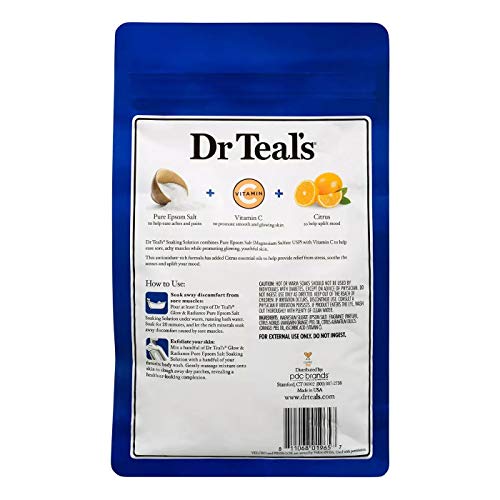 Dr. Teal's Pure Epsom Salt Bath Soaking Solution Gift Set - (2 Bags, 6 Lbs Total) - Soothe & Sleep Lavender And Glow & Radiance With Vitamin C & Citrus Essential Oils - Treat Sore Muscles At Home #TOP4