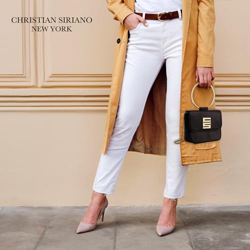 Image of Christian Siriano New York Women's Crossbody Bag Purse, Mini Flap Shoulder Handbag with Ring Handle and Chain Strap
