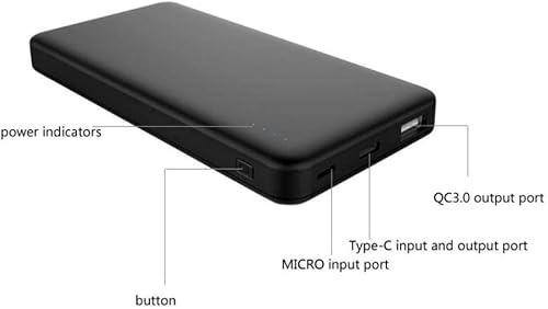 Miniatura 3 de SunJack Cargador portátil de 10000 mAh, batería externa delgada con USB-C PD 18W, carga rápida QC3.0, cargador de teléfono de viaje compacto para