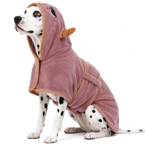Dog Bathrobe Dog Drying Coat, Microfibre Material Fast Drying Super Absorbent Dog Bath Towel, Magic Sticker & Belly Strap, Dog Robes for After Bath Dog Bath Robe for Puppy Small Medium Large Dog Cat