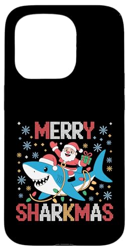 Merry Sharkmas AO[Z[^[ T^ CfBO V[N Cgt X}zP[X iPhone 15 Pro p