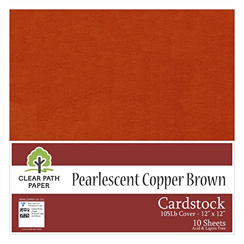 Pearlescent Copper Brown Cardstock - 12 X 12 Inch - 105Lb Cover - 10 Sheets - Clear Path Paper #TOP12