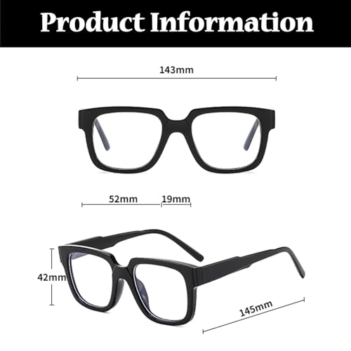 LJCZKA Okulary blokujące niebieskie światło dla kobiet i mężczyzn, kwadratowe, przeciw niebieskiemu światłu okulary do gier komputerowych, antyodblaskowe, przeciw zmęczeniu oczu, przezroczyste - obrazek 3