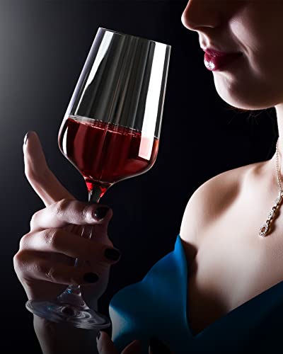 Maxboro Red Wine Glasses Set Of 2, Hand Blown Lead-Free Burgundy Wine Glasses, Long Stem Glasses For Wine Tasting, 15.2 Oz #TOP4