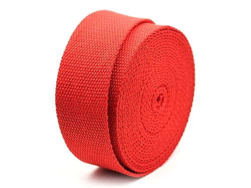 CRAFTMEMORE 1.5 Inches Heavy Cotton Webbing - Plain Weave Straps for Arts and Crafts, Luxury Bag Strap High Density Webbing (50 Yards, Red)
